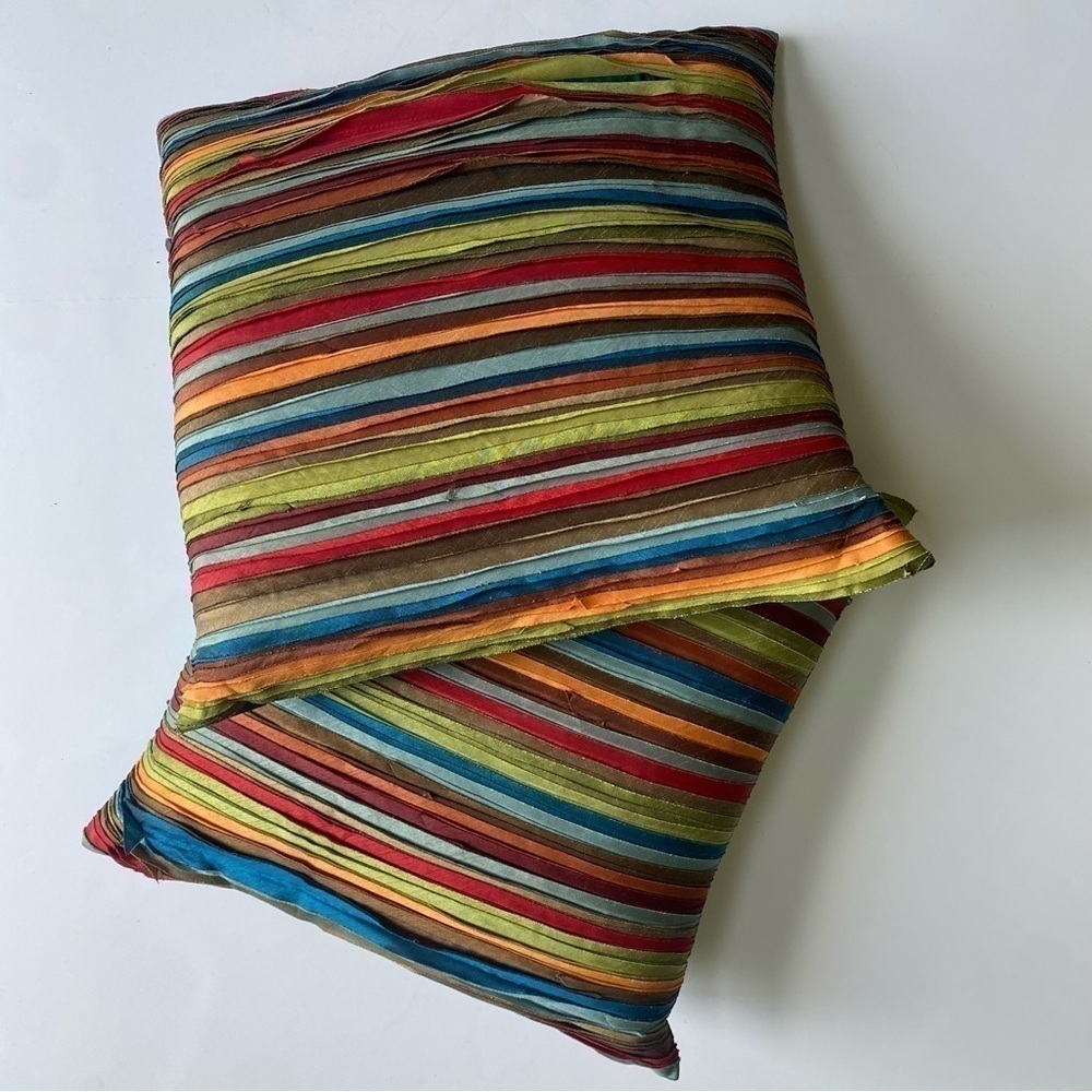 2 Pier 1 Imports Multicolored Stripe Decorative Throw Accent Pillows